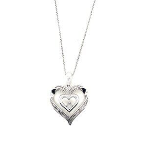 Sterling Silver 925 Diamond Accent Heart Necklace